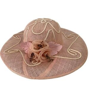 Vintage 1990s classic light pink and cream fancy floral hat! Kentucky Detby